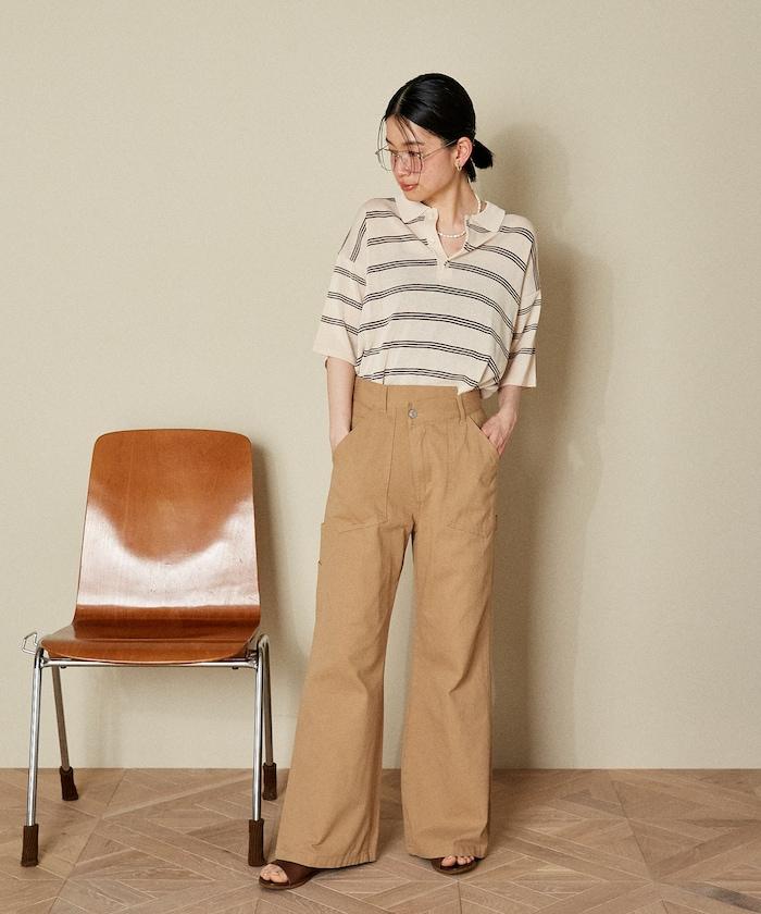 交叉裝飾繪畫寬鬆褲