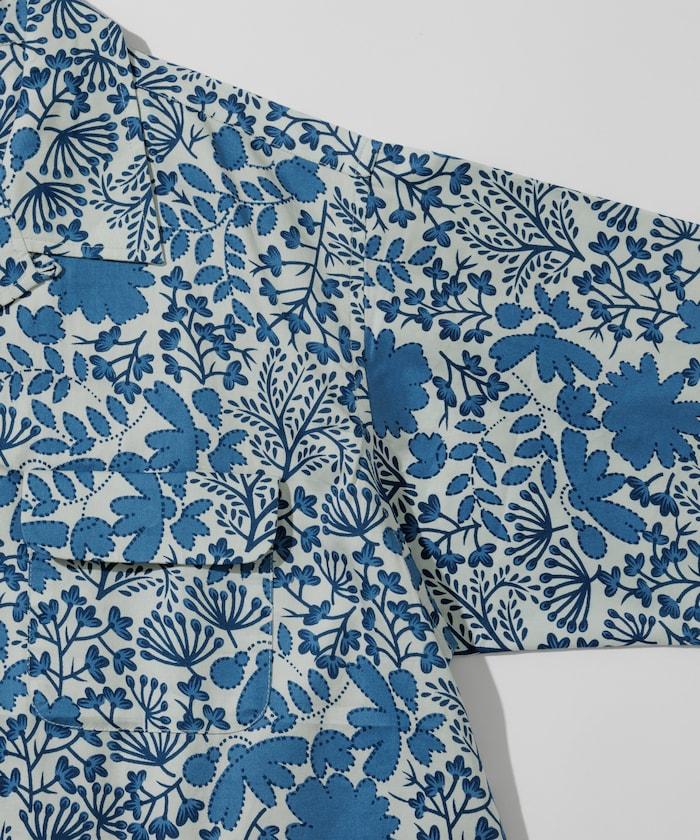 印度制 寬鬆版型 巴蒂克圖案印花 開領襯衫 短袖 樹圖案