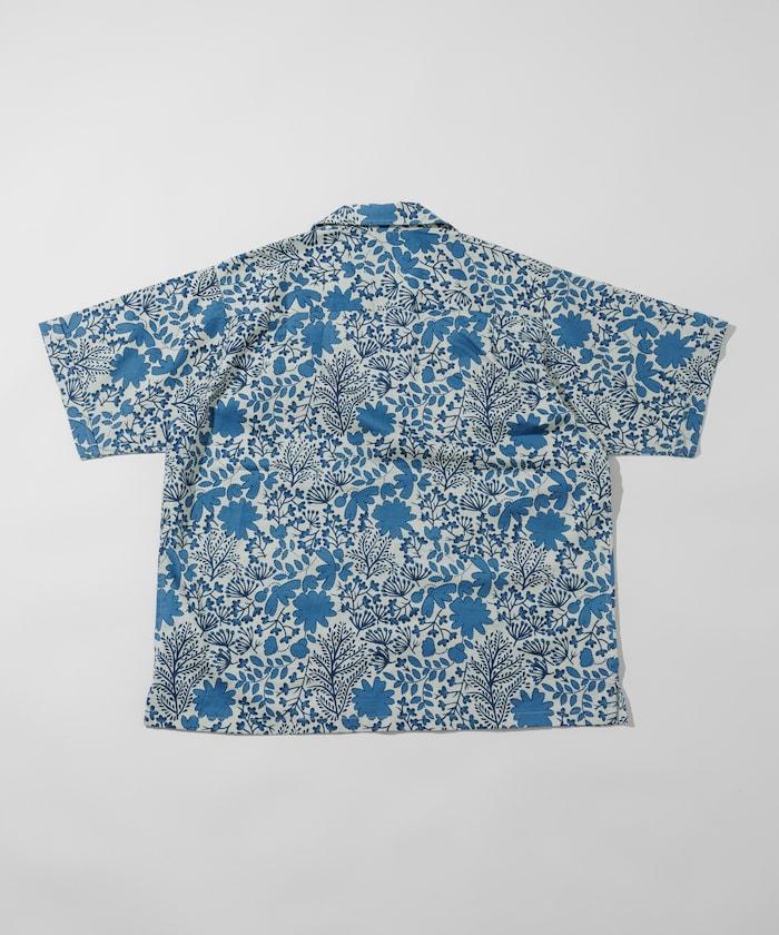 印度制 寬鬆版型 巴蒂克圖案印花 開領襯衫 短袖 樹圖案