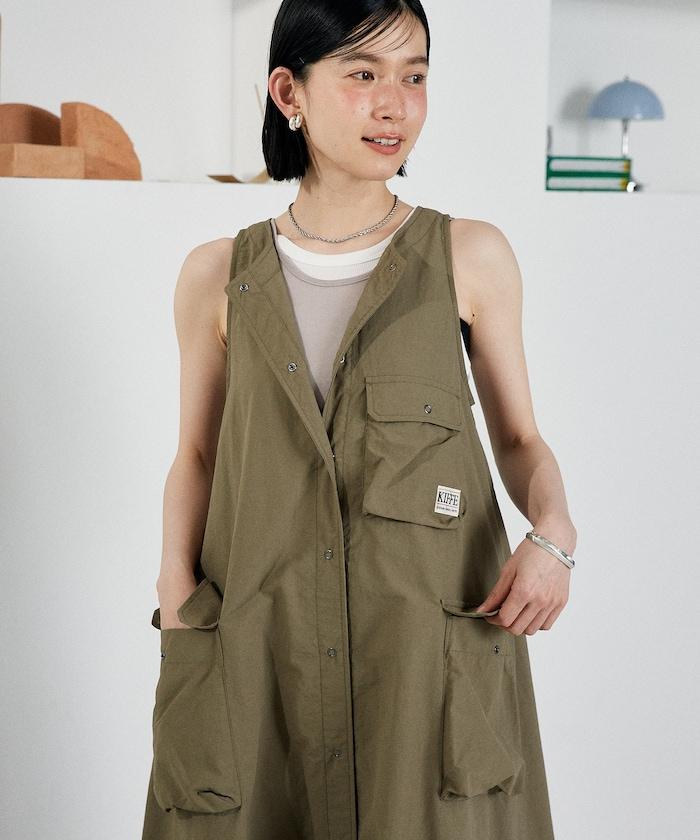 聯名 軍事風開衩連衣裙