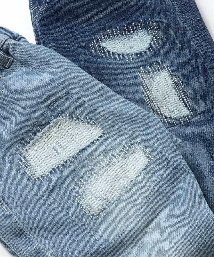 損傷修身牛仔褲 10分褲