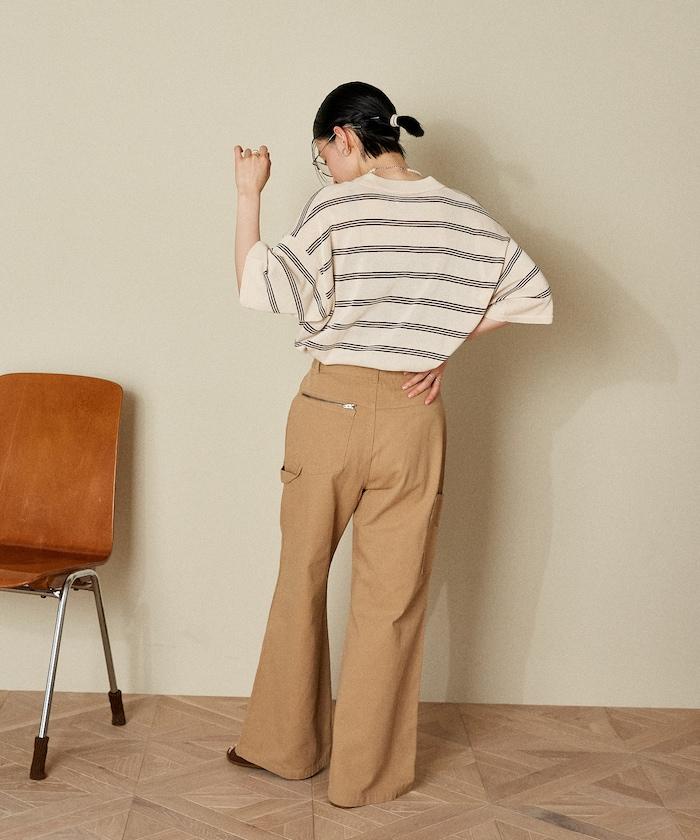 交叉裝飾繪畫寬鬆褲