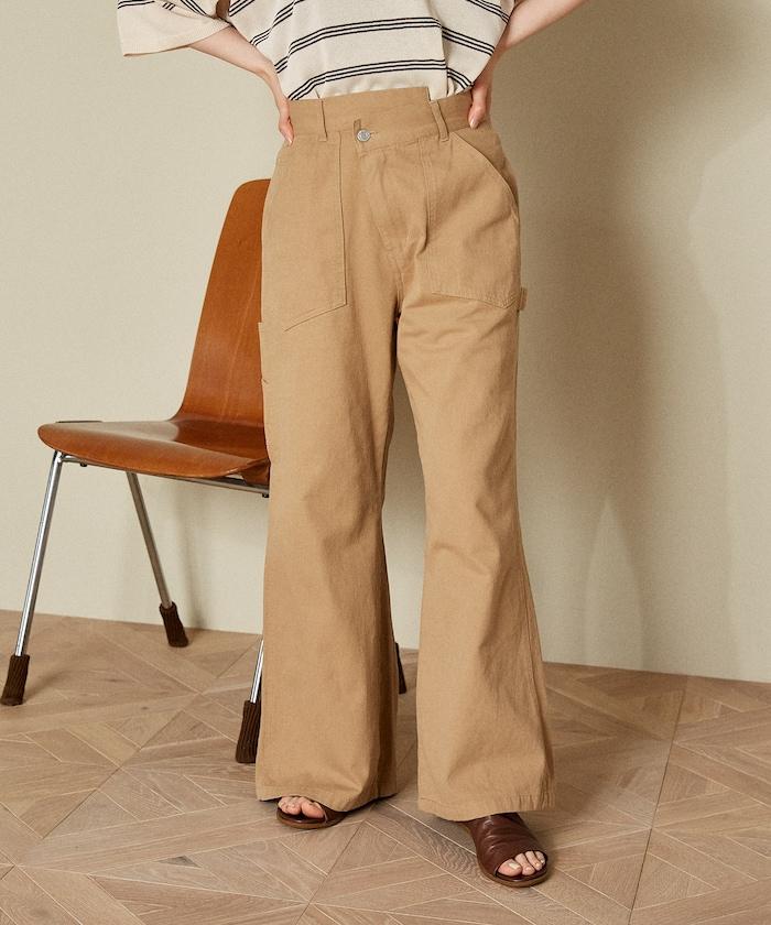 交叉裝飾繪畫寬鬆褲