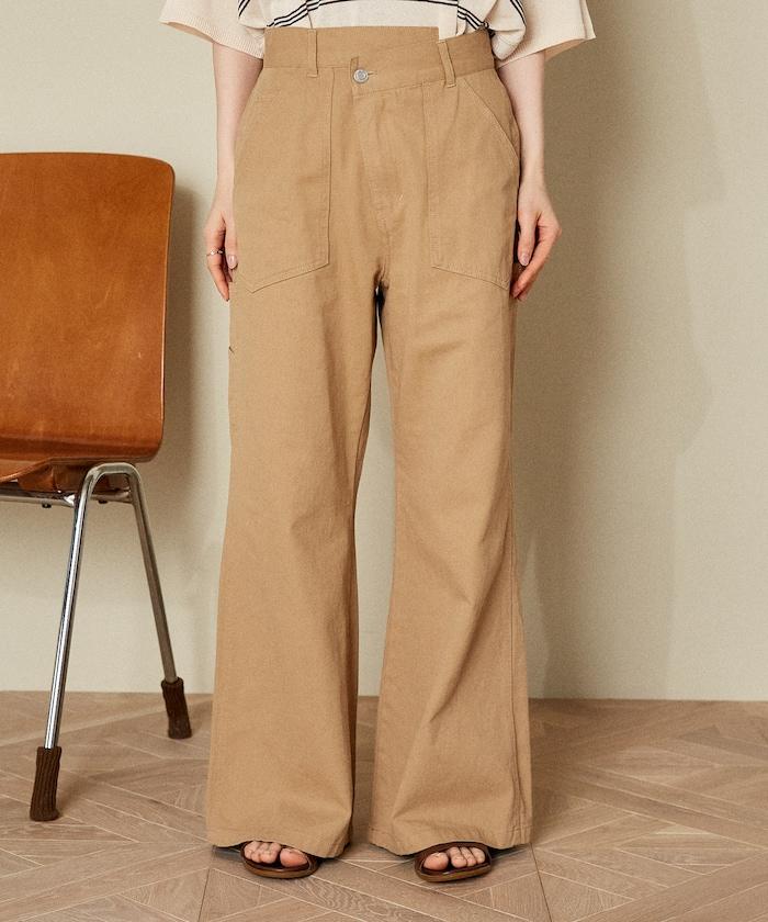 交叉裝飾繪畫寬鬆褲