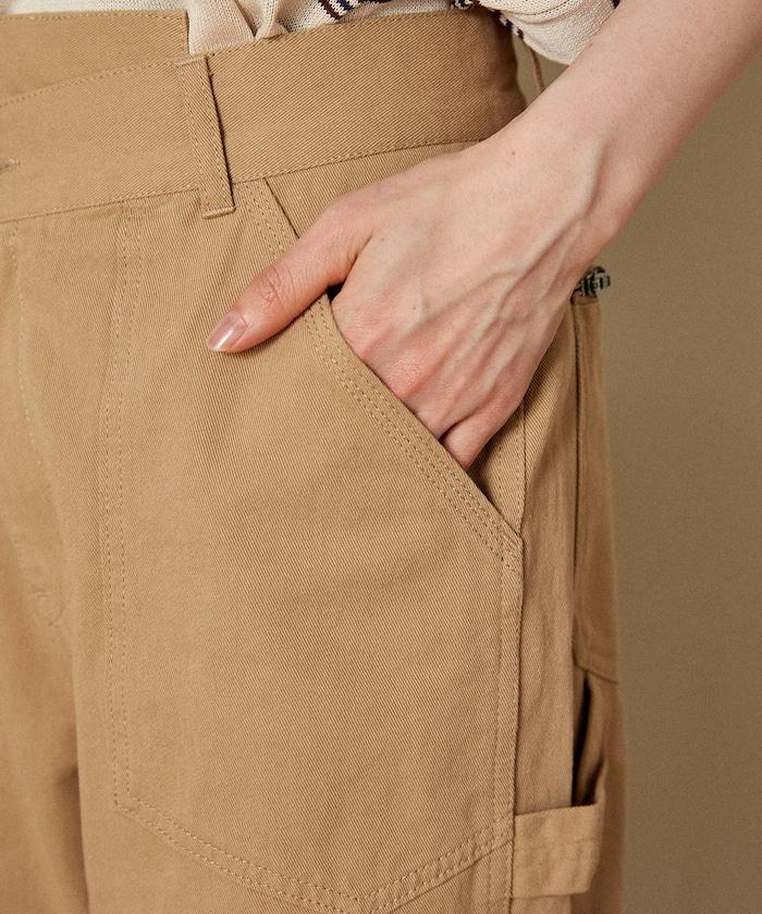 交叉裝飾繪畫寬鬆褲