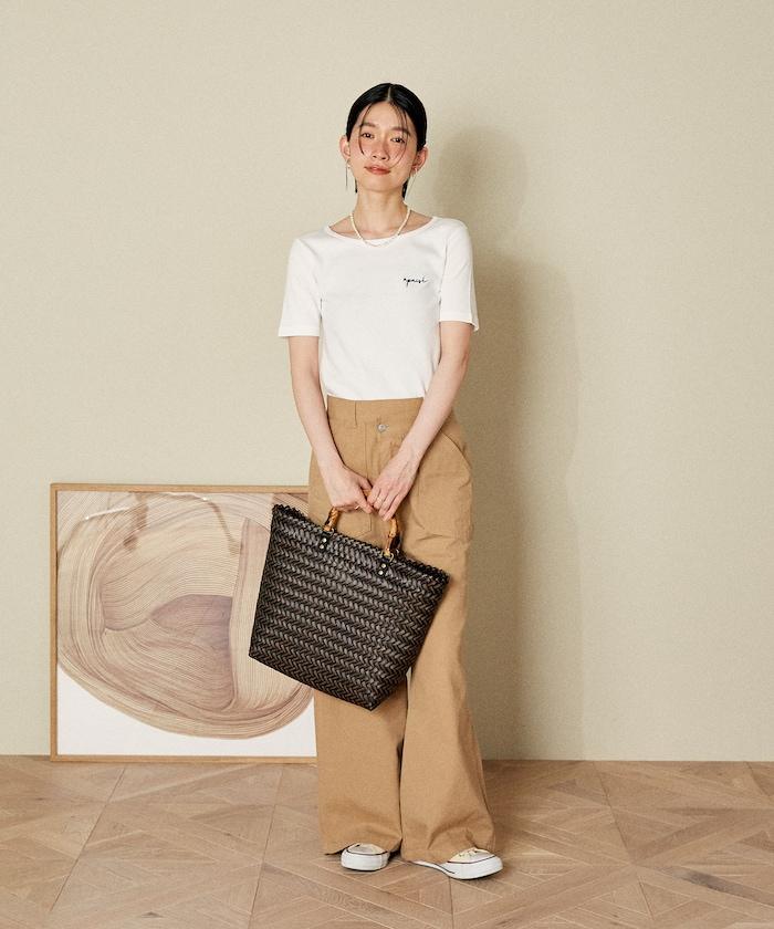 交叉裝飾繪畫寬鬆褲