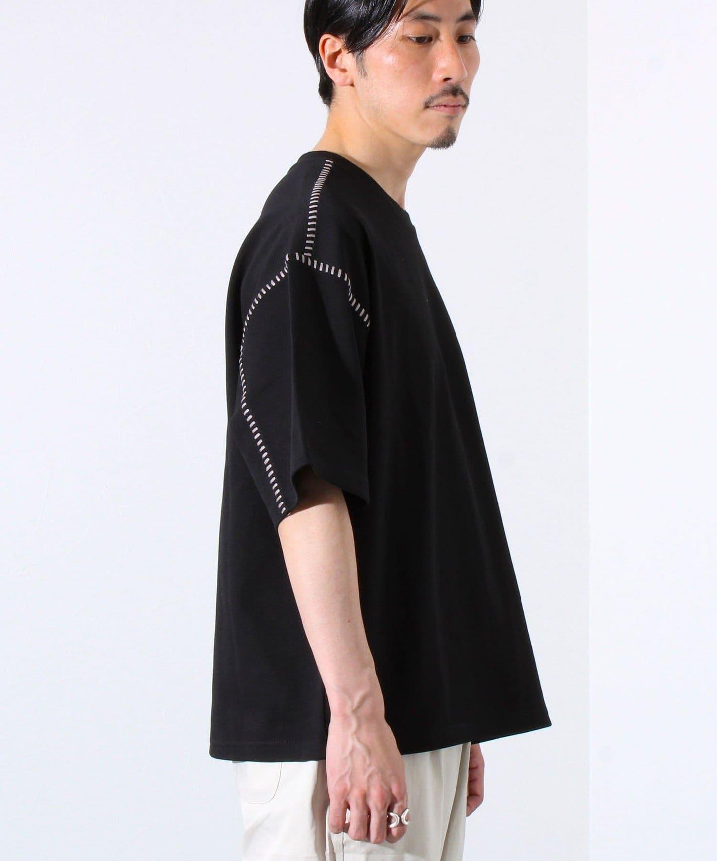 【GLOSTER/格洛斯特】梯子配色拼接 圓領短袖T恤