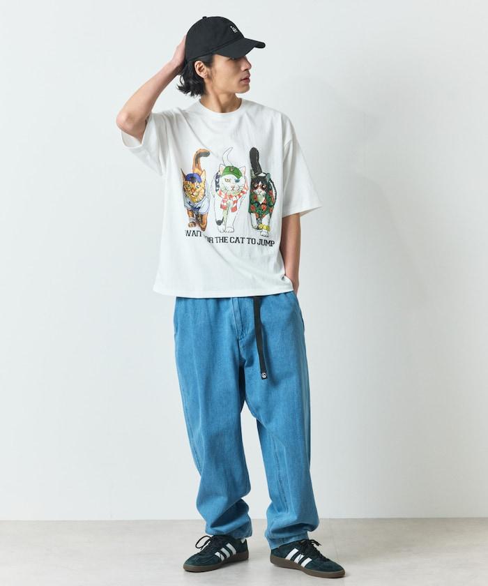 輕鬆休閒合身雙面印花圓領T恤 / 三隻貓