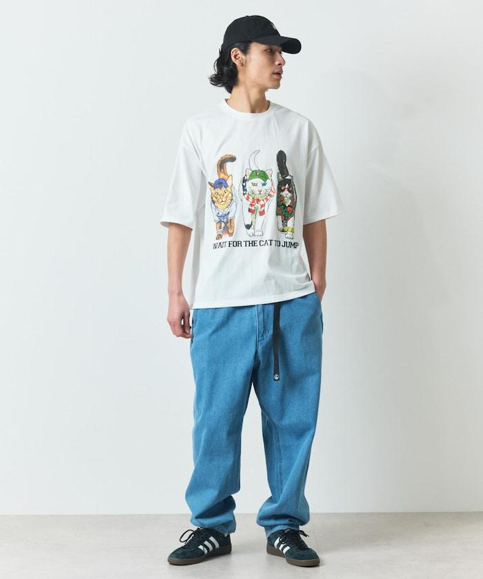 輕鬆休閒合身雙面印花圓領T恤 / 三隻貓