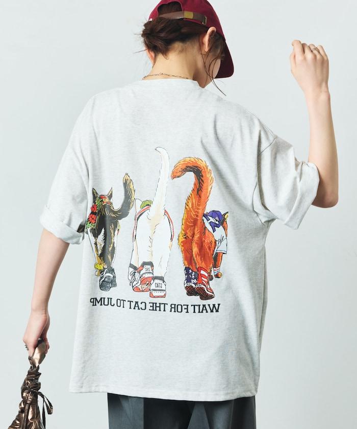 輕鬆休閒合身雙面印花圓領T恤 / 三隻貓