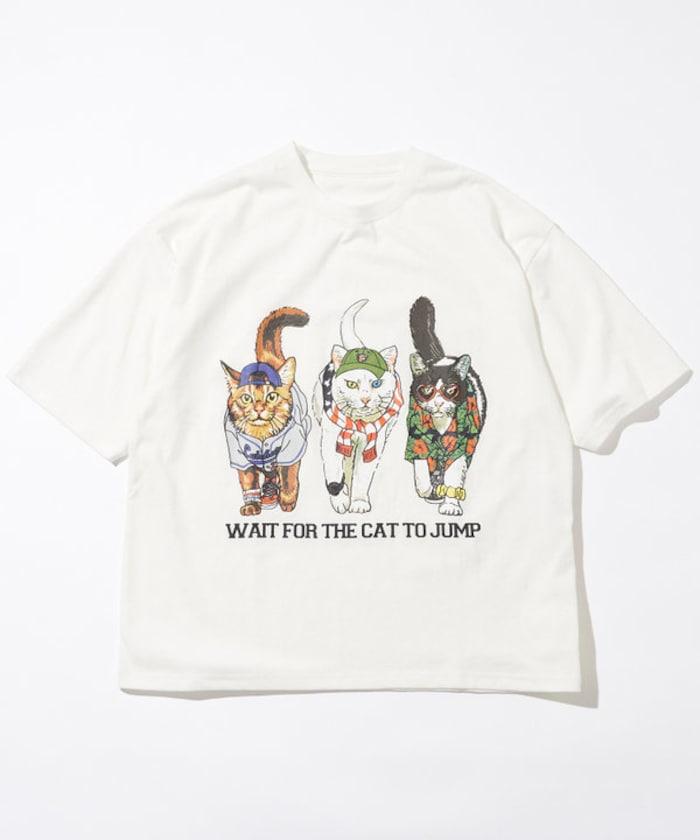 輕鬆休閒合身雙面印花圓領T恤 / 三隻貓