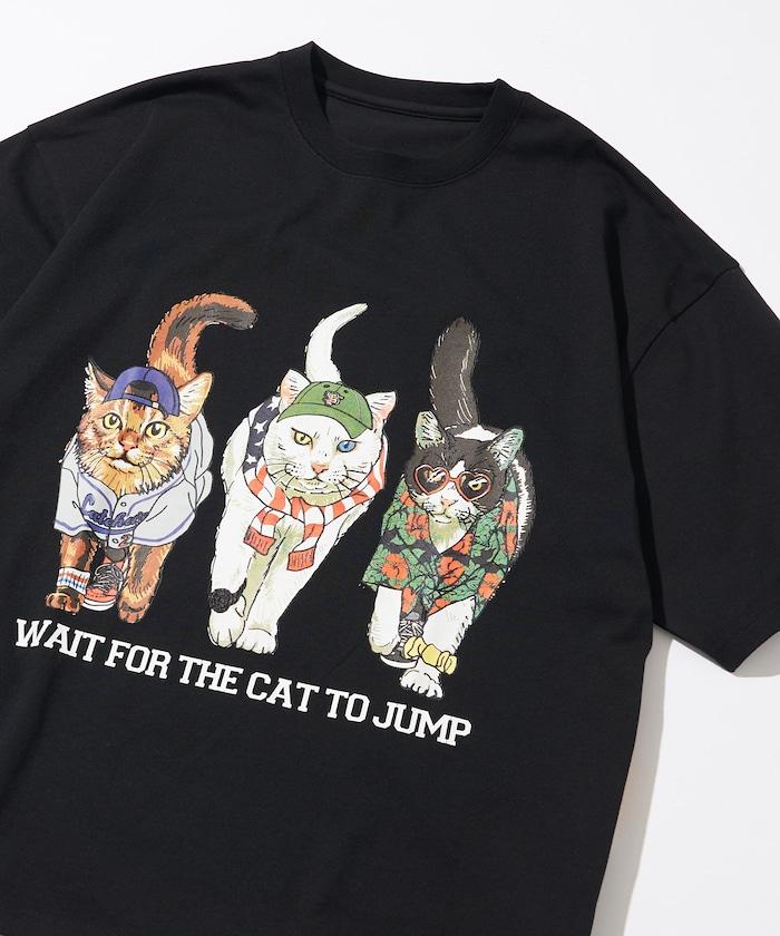 輕鬆休閒合身雙面印花圓領T恤 / 三隻貓