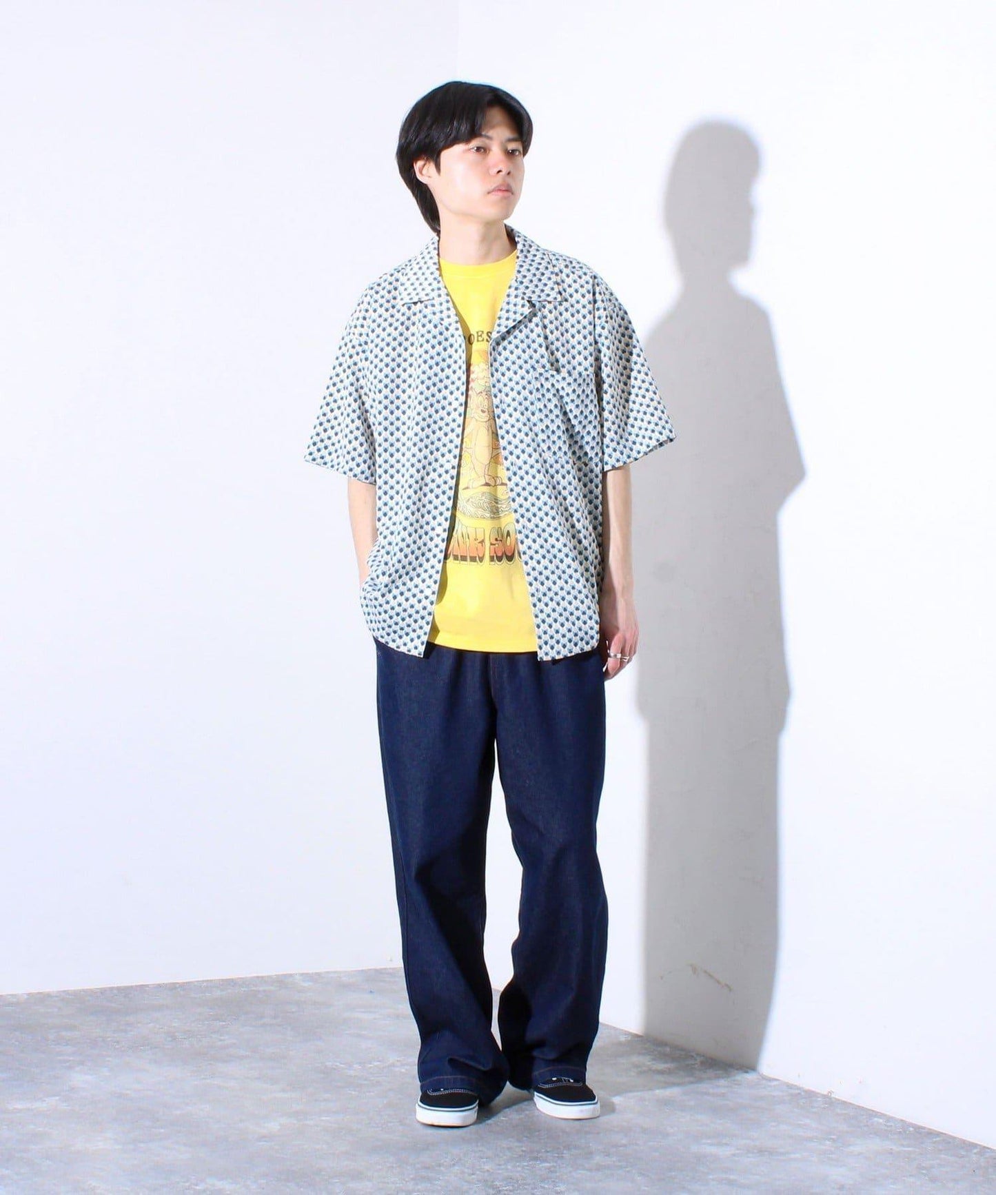 【GLOSTER】全印花圖案襯衫 夏威夷襯衫 開領