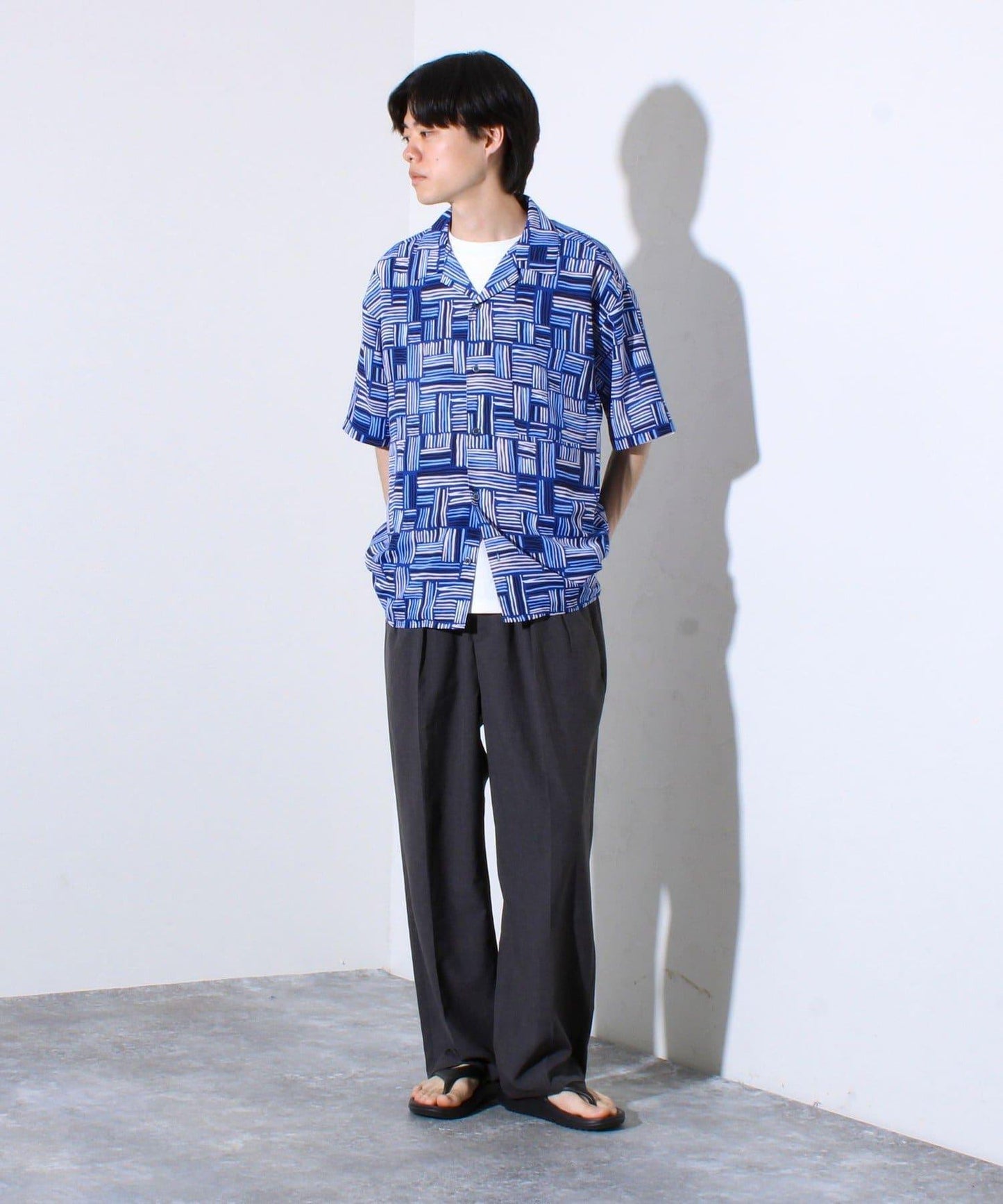 【GLOSTER】全印花圖案襯衫 夏威夷襯衫 開領