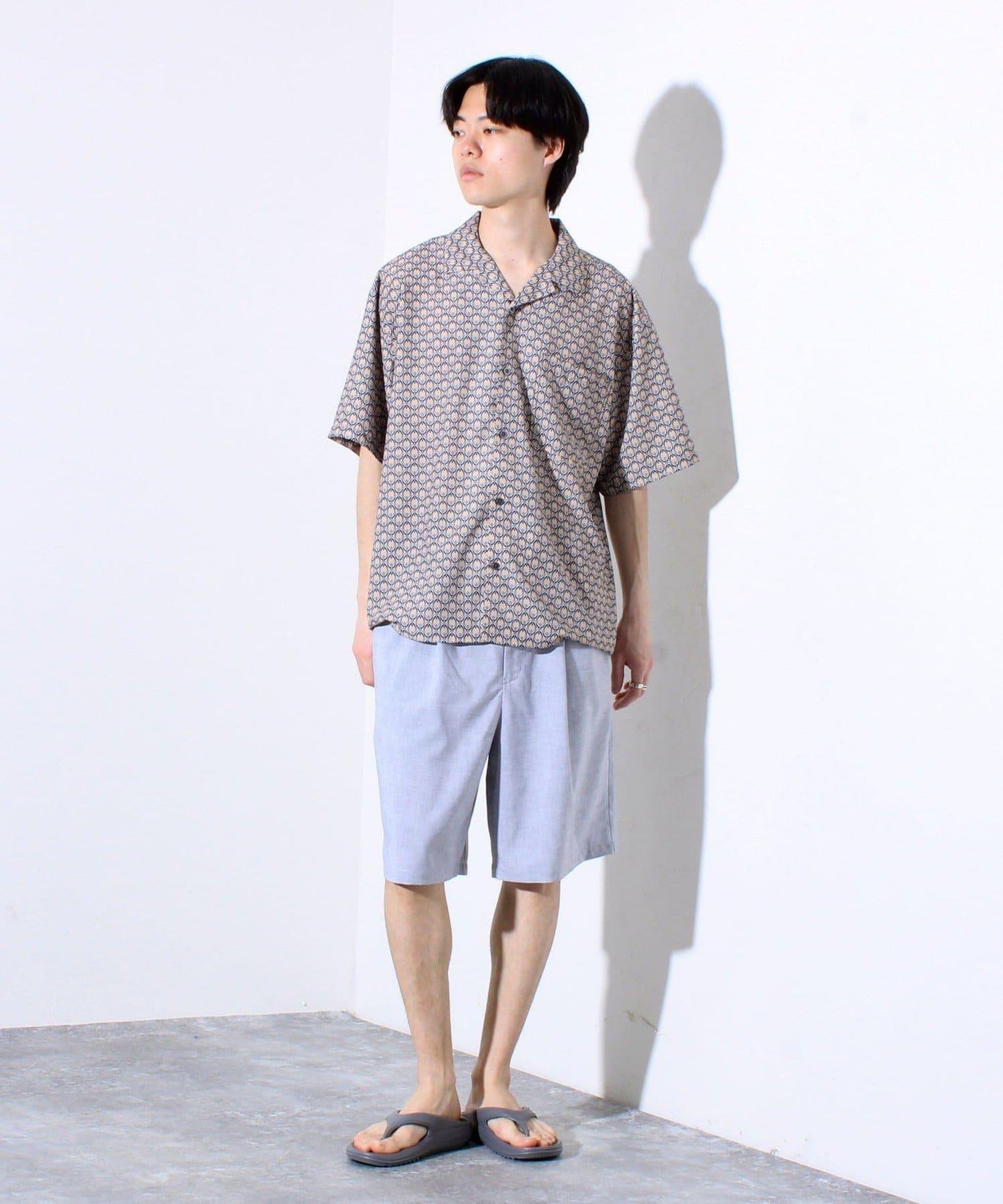 【GLOSTER】全印花圖案襯衫 夏威夷襯衫 開領