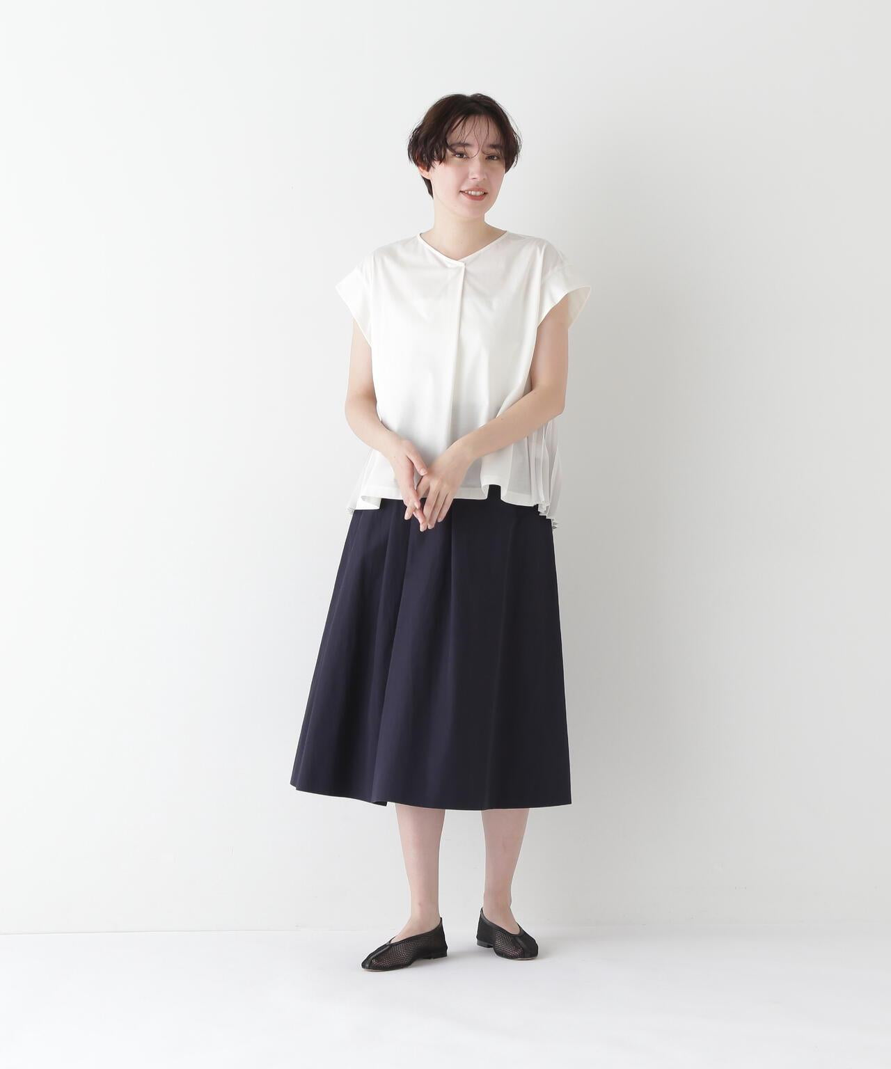 褶皺拼接短袖套頭衫oversize
