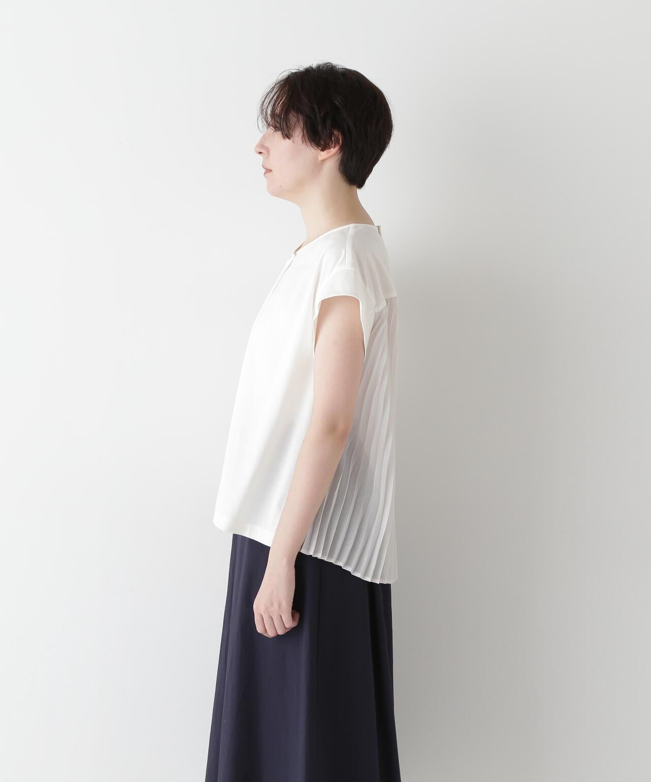 褶皺拼接短袖套頭衫oversize