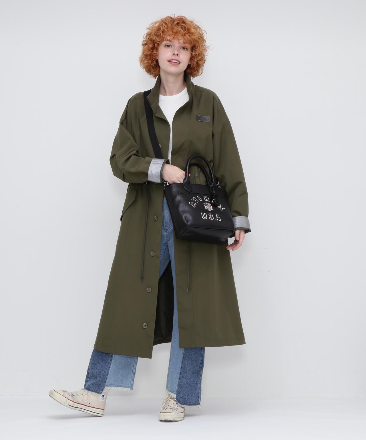 《直營店限定》學院風真皮迷你手提袋/VARSITY LEATHER MINI TOTE BAG/AVX5626