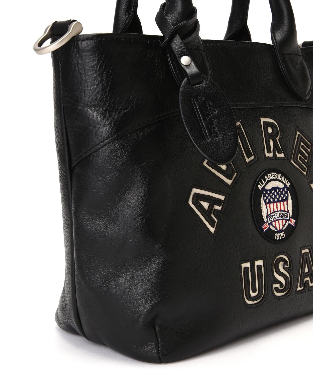 《直營店限定》學院風真皮迷你手提袋/VARSITY LEATHER MINI TOTE BAG/AVX5626