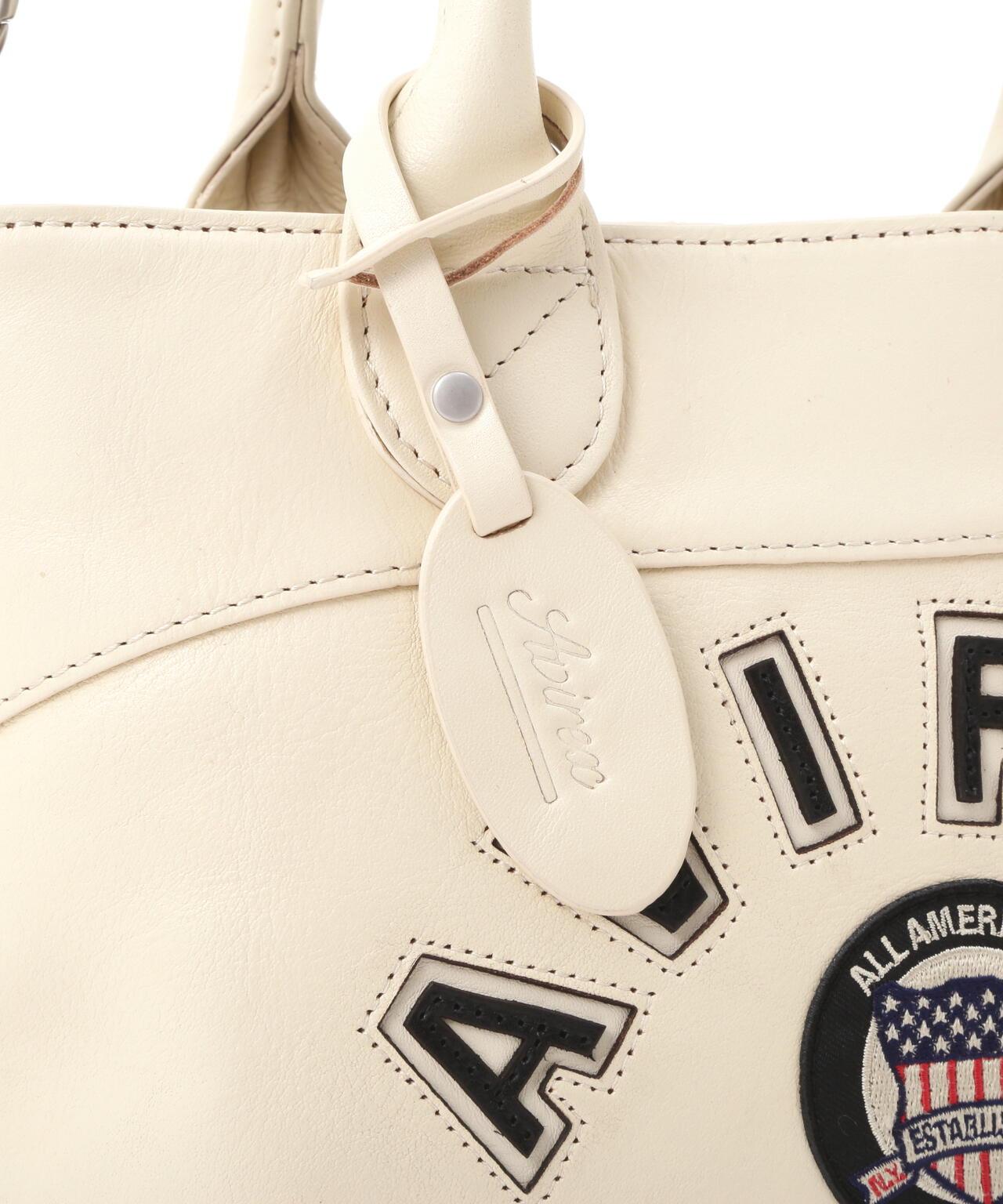 《直營店限定》學院風真皮迷你手提袋/VARSITY LEATHER MINI TOTE BAG/AVX5626