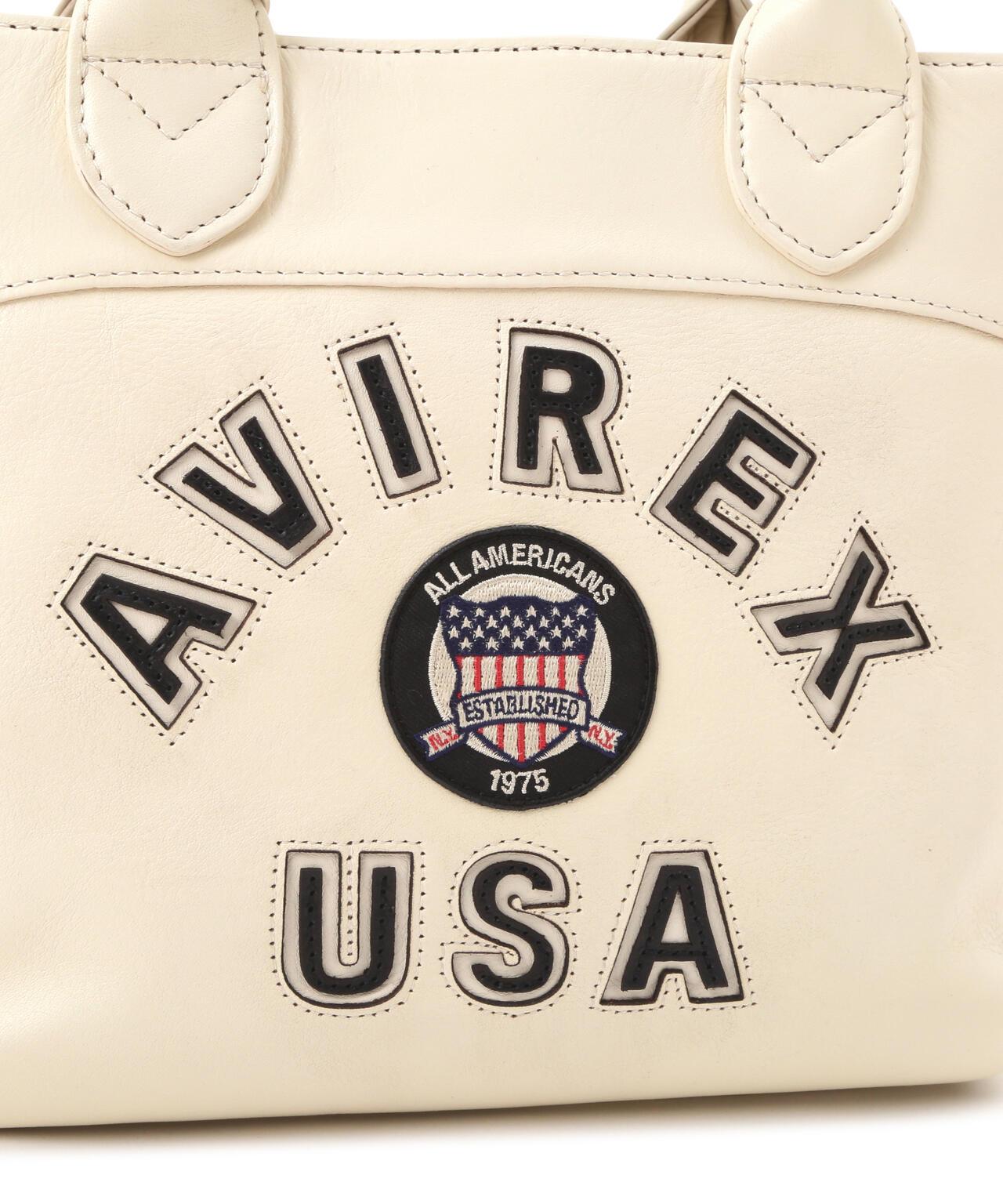 《直營店限定》學院風真皮迷你手提袋/VARSITY LEATHER MINI TOTE BAG/AVX5626
