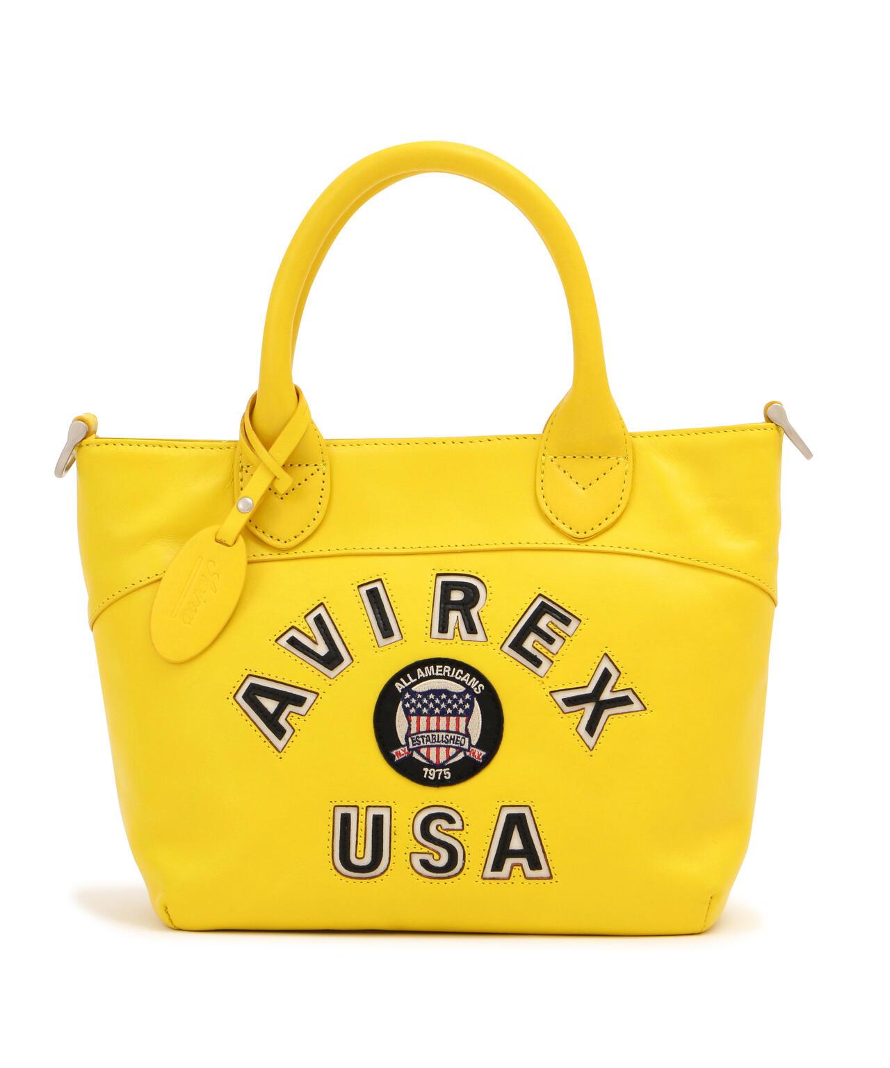 《直營店限定》學院風真皮迷你手提袋/VARSITY LEATHER MINI TOTE BAG/AVX5626