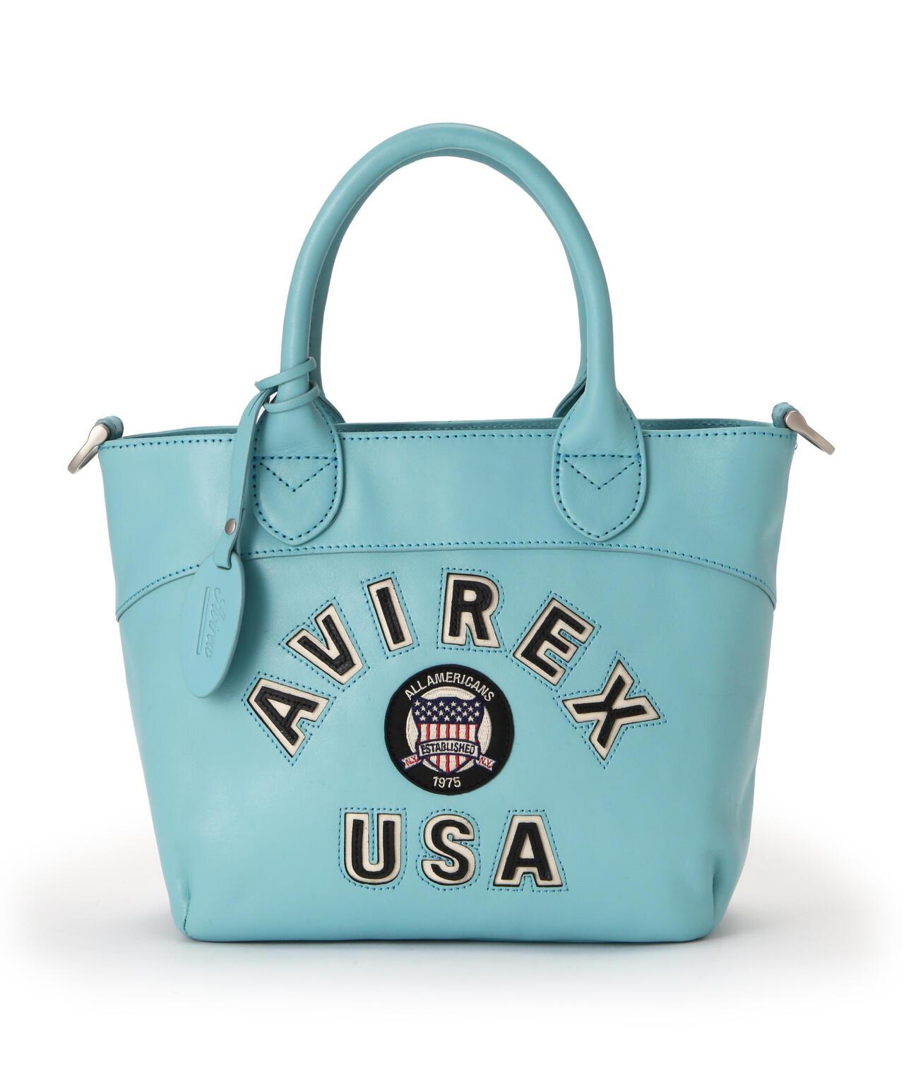 《直營店限定》學院風真皮迷你手提袋/VARSITY LEATHER MINI TOTE BAG/AVX5626