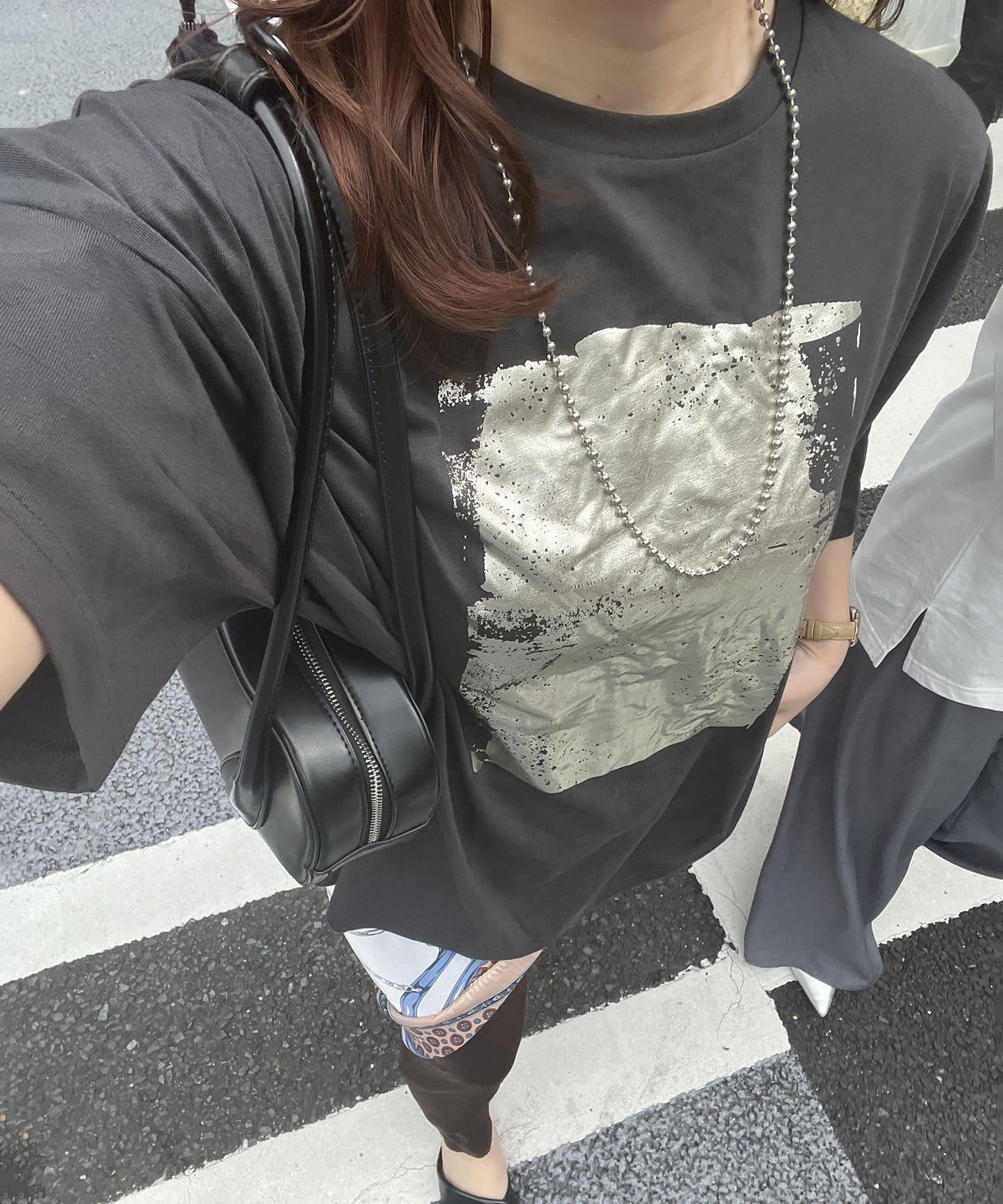 【NUNIFE/】箔印花大T-shirt
