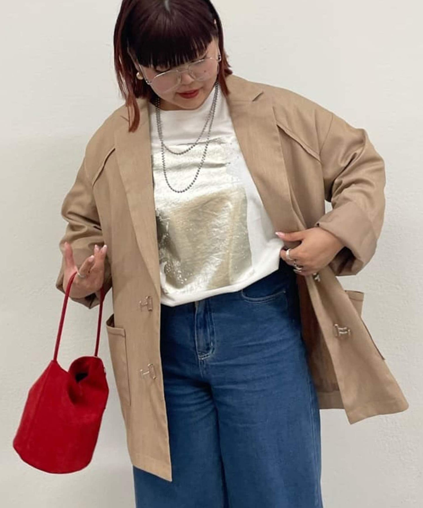 【NUNIFE/】箔印花大T-shirt