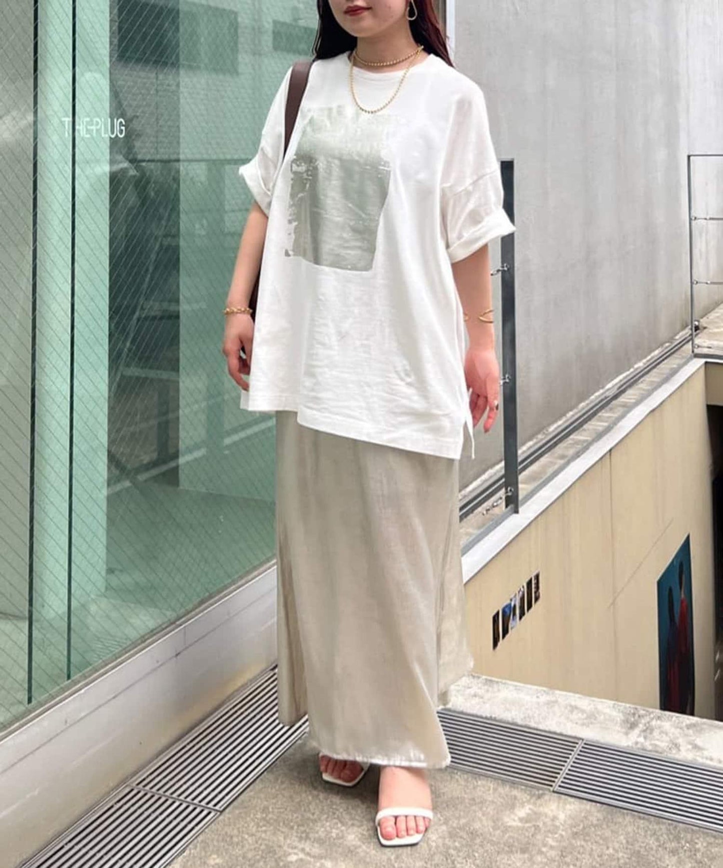【NUNIFE/】箔印花大T-shirt