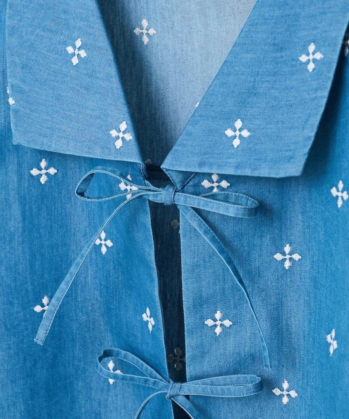 印度 小花刺繡 領子配飾蝴蝶結馬甲<可搭配套裝>