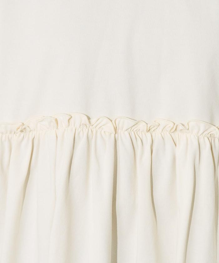 <防紫外線>多功能袖口荷葉邊短袖T恤/功能性材料拼接T恤