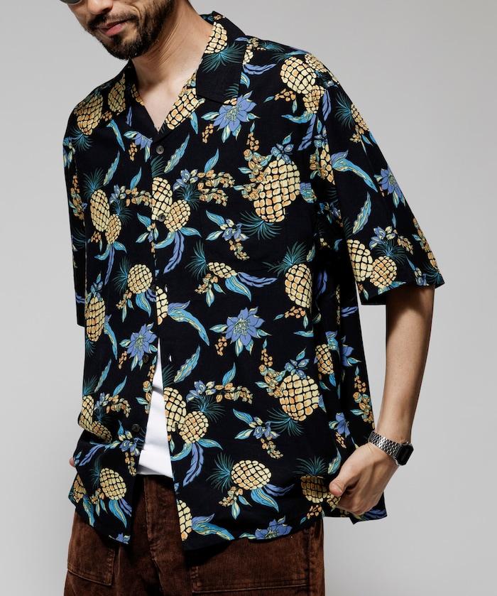 輕鬆合身 可水洗 人造絲 開領 夏威夷襯衫 短袖