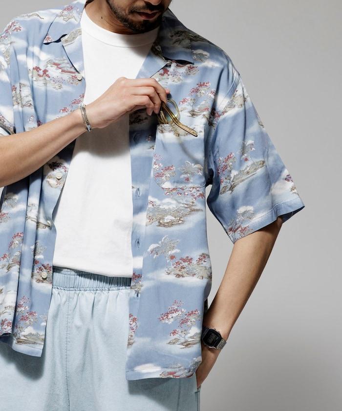 輕鬆合身 可水洗 人造絲 開領 夏威夷襯衫 短袖