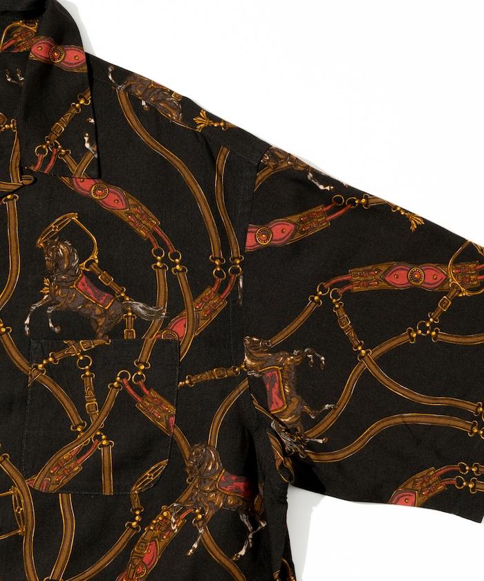 舒適版型 可水洗 人造絲 方巾圖案 開領襯衫 短袖