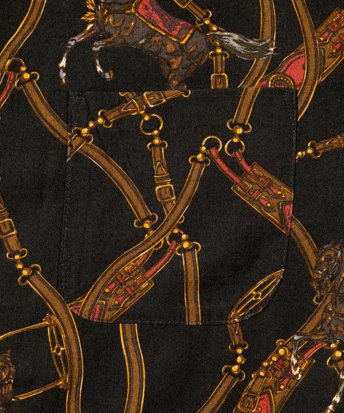 舒適版型 可水洗 人造絲 方巾圖案 開領襯衫 短袖