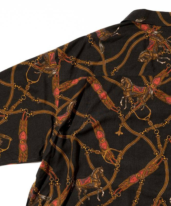 舒適版型 可水洗 人造絲 方巾圖案 開領襯衫 短袖