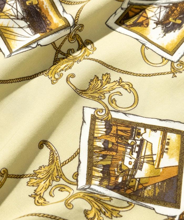 舒適版型 可水洗 人造絲 方巾圖案 開領襯衫 短袖