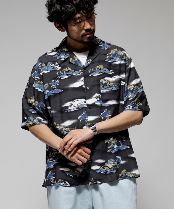 輕鬆合身 可水洗 人造絲 開領 夏威夷襯衫 短袖