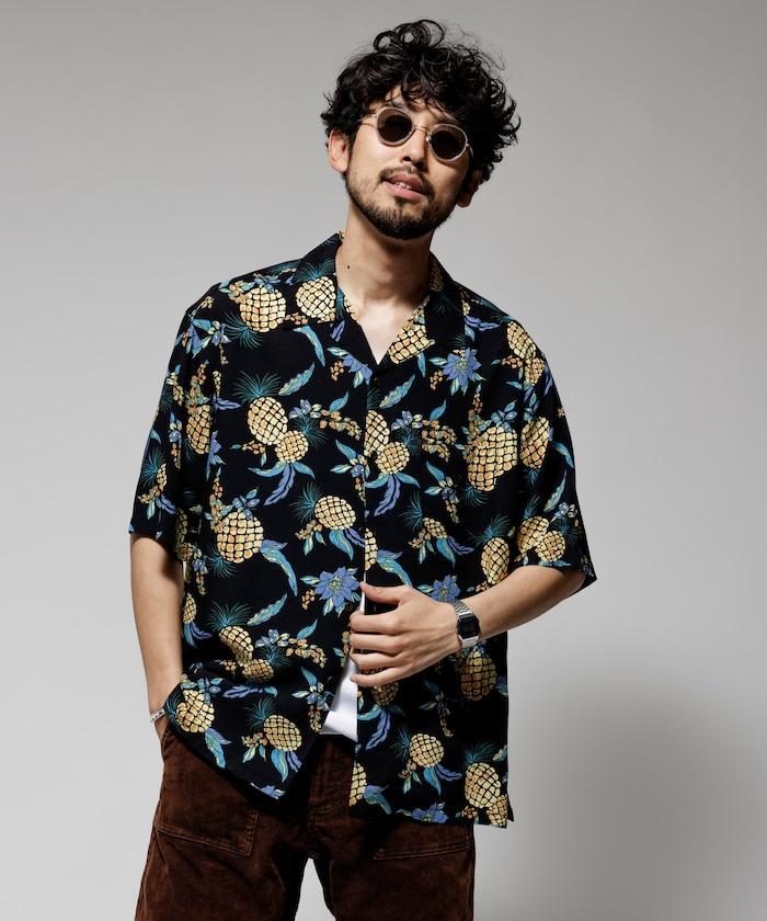 輕鬆合身 可水洗 人造絲 開領 夏威夷襯衫 短袖