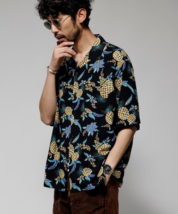 輕鬆合身 可水洗 人造絲 開領 夏威夷襯衫 短袖