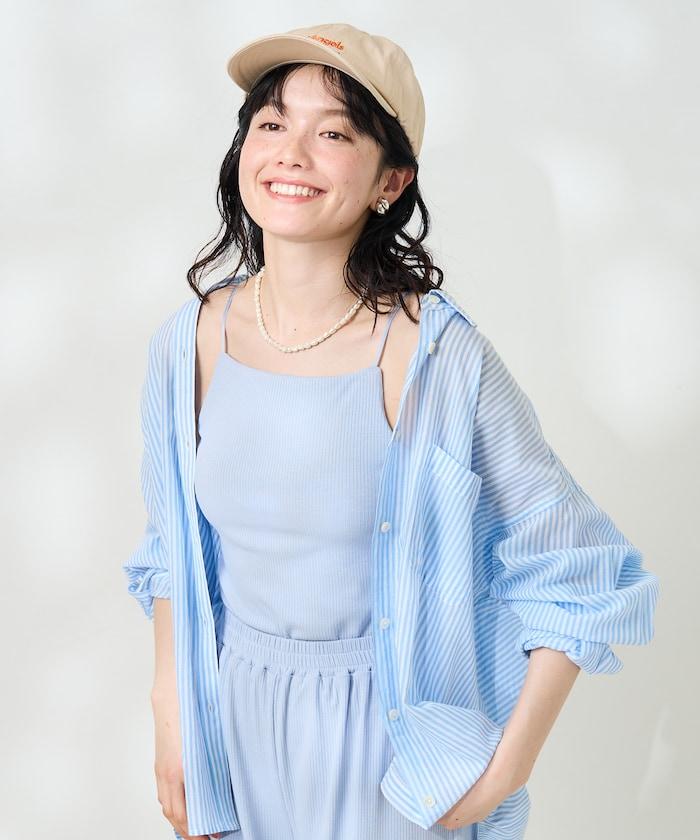 <接觸冷感/UV防護>冰夏季帶杯肋針織吊帶衫