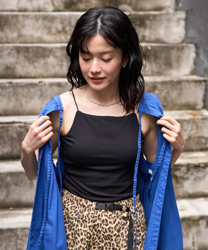 <接觸冷感/UV防護>冰夏季帶杯肋針織吊帶衫