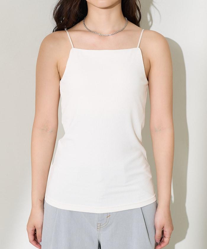 <接觸冷感/UV防護>冰夏季帶杯肋針織吊帶衫