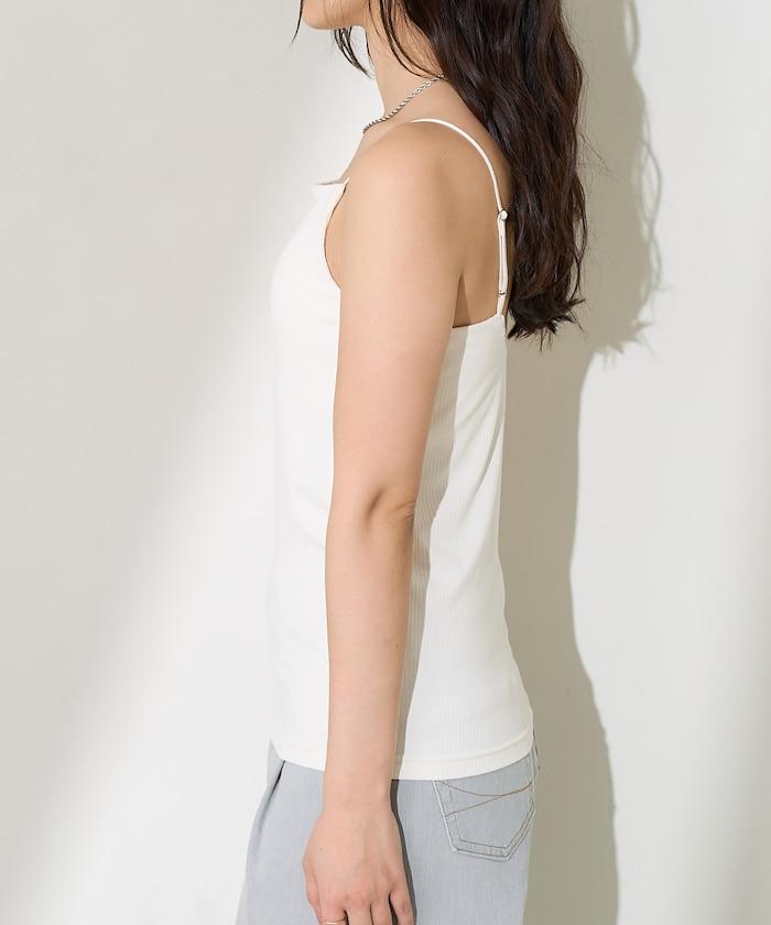 <接觸冷感/UV防護>冰夏季帶杯肋針織吊帶衫