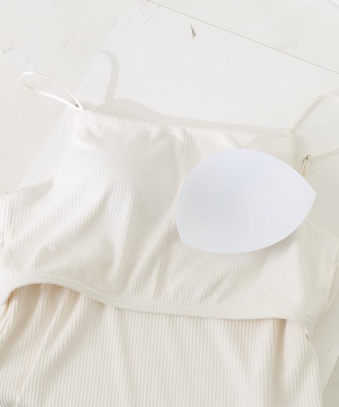 <接觸冷感/UV防護>冰夏季帶杯肋針織吊帶衫