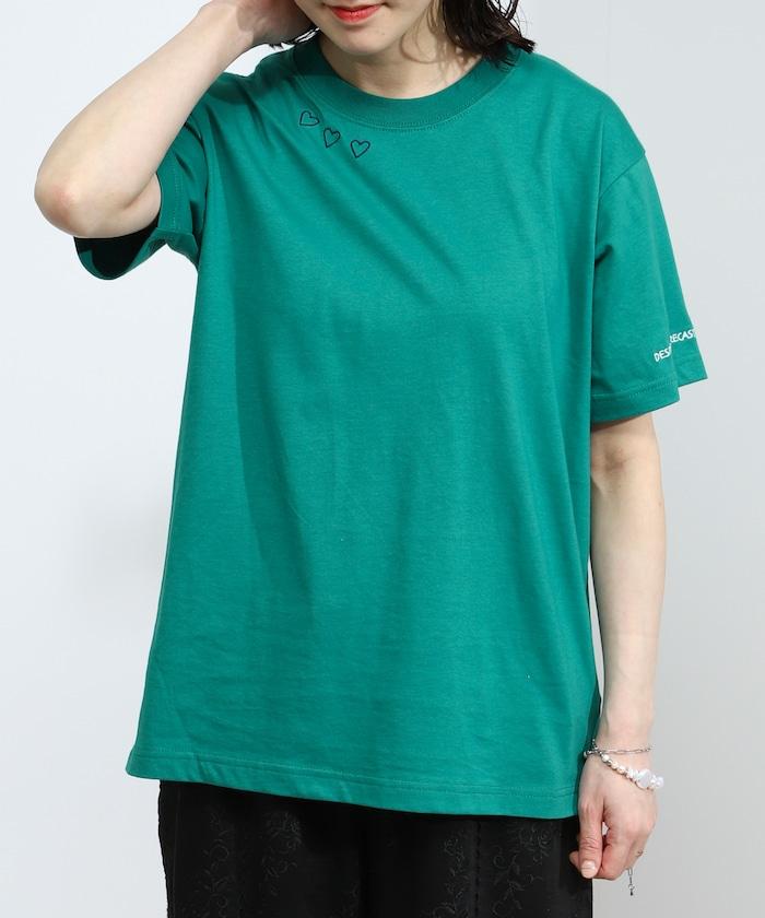 有機棉 心形 標誌刺繡T恤 / 圓領 單點標誌 刺繡短袖T恤