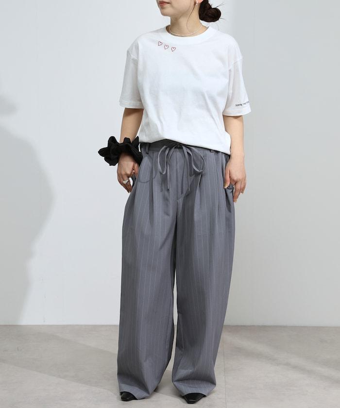 有機棉 心形 標誌刺繡T恤 / 圓領 單點標誌 刺繡短袖T恤