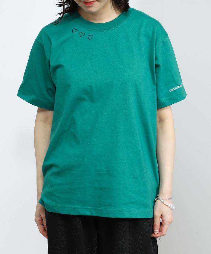 有機棉 心形 標誌刺繡T恤 / 圓領 單點標誌 刺繡短袖T恤