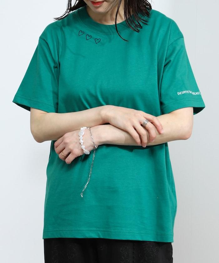 有機棉 心形 標誌刺繡T恤 / 圓領 單點標誌 刺繡短袖T恤